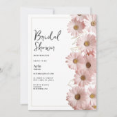 Elegant blush pink gold daisy floral Bridal Shower 招待状 (正面)