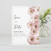 Elegant blush pink gold daisy floral Save the Date 招待状 (スタンド正面)