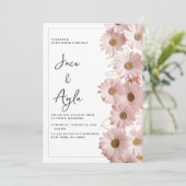 Elegant blush pink gold daisy floral Wedding 招待状 (スタンド正面)