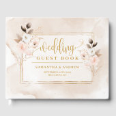 Elegant Blush Pink Gold Floral Wedding Guest Book ゲストブック (正面)