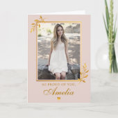 Elegant Blush Pink Gold Photo Graduation  カード (正面)
