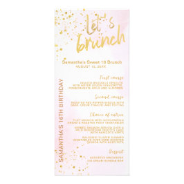 Elegant Blush Pink & Gold Sweet 16 Menu  ラックカード