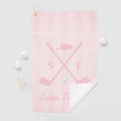 Elegant Blush Pink Golf Club Bows Stripes Custom ゴルフタオル (インサイチュ)