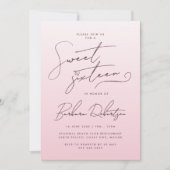Elegant Blush Pink Gradient Script Sweet Sixteen 招待状 (正面)