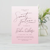 Elegant Blush Pink Gradient Script Sweet Sixteen 招待状 (スタンド正面)