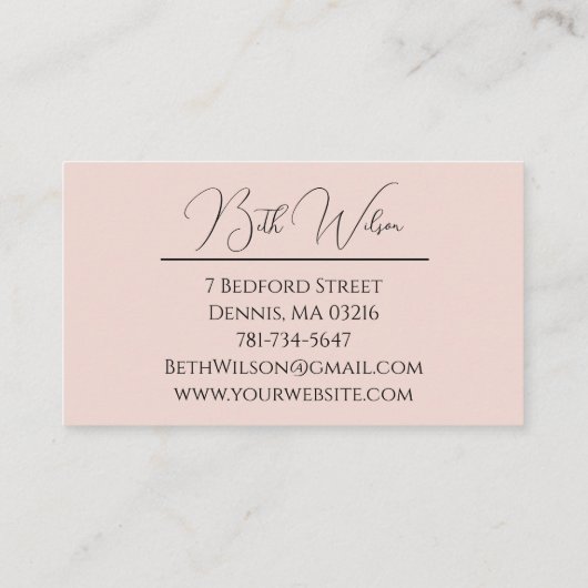 Elegant Blush Pink Makeup Photo  名刺 (裏面)