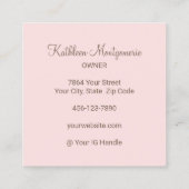 Elegant Blush Pink Mocha Script 3 Photo Lashes スクエア名刺 (裏面)