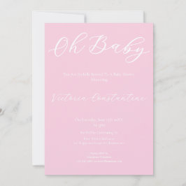 Elegant Blush Pink Oh Baby Shower Invitation 招待状