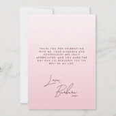 Elegant Blush Pink Ombre Script Sweet Sixteen  サンキューカード (裏面)