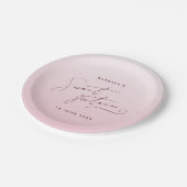 Elegant Blush Pink Ombre Script Sweet Sixteen ペーパープレート (アングル)