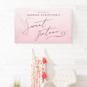 Elegant Blush Pink Ombre Script Sweet Sixteen 横断幕 (インサイチュ)