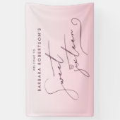 Elegant Blush Pink Ombre Script Sweet Sixteen 横断幕 (縦)