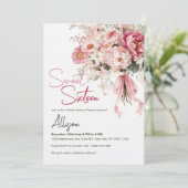 Elegant Blush Pink Peony Floral Sweet Sixteen 招待状 (スタンド正面)