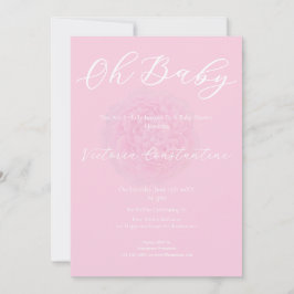 Elegant Blush Pink Peony Oh Baby Shower Invitation 招待状
