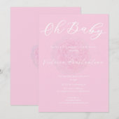 Elegant Blush Pink Peony Oh Baby Shower Invitation 招待状 (正面/裏面)