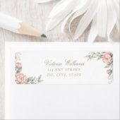 Elegant Blush Pink Peony Rose Party Return Address ラベル (インサイチュ)