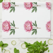 Elegant Blush Pink Peony Watercolor Floral Pattern キッチンタオル (折り畳み)