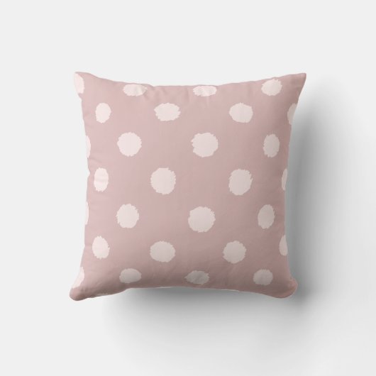 Elegant Blush Pink Polka Dot クッション (裏面)