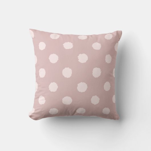 Elegant Blush Pink Polka Dot クッション (正面)