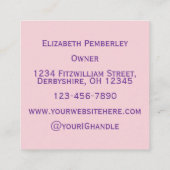 Elegant Blush Pink Purple Script 3 Photo Makeup スクエア名刺 (裏面)