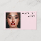 Elegant Blush Pink QR Code Social Photo Makeup 名刺 (正面)