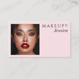 Elegant Blush Pink QR Code Social Photo Makeup 名刺