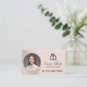 Elegant Blush Pink Real Estate Agent Photo 名刺 (スタンド正面)