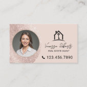 Elegant Blush Pink Real Estate Agent Photo 名刺 (正面)