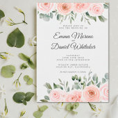 Elegant Blush Pink Rose and Sage Green Wedding 招待状