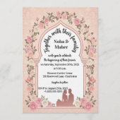 Elegant Blush Pink Rose Arch Photo Wedding  招待状 (正面)