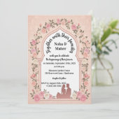 Elegant Blush Pink Rose Arch Photo Wedding  招待状 (スタンド正面)