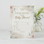 Elegant Blush Pink Rose Floral Wreath Baby Shower  セーブザデート (スタンド正面)