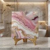 Elegant Blush Pink Rose Gold & White Agate Marble タイル