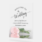 Elegant Blush Pink Rose Romantic Wedding Welcome アクリルサイン (傾斜)