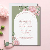 Elegant Blush Pink Roses 95th Birthday Party 招待状