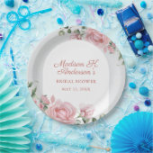 Elegant Blush Pink Roses Bridal Shower ペーパープレート (パーティー)