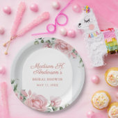 Elegant Blush Pink Roses Bridal Shower ペーパープレート (パーティー)