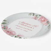 Elegant Blush Pink Roses Bridal Shower ペーパープレート (アングル)