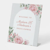 Elegant Blush Pink Roses Bridal Shower 台座サイン (正面)