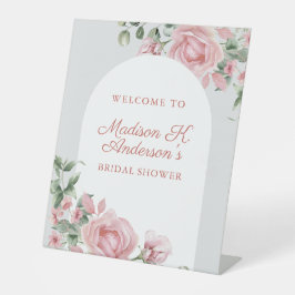 Elegant Blush Pink Roses Bridal Shower 台座サイン