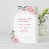 Elegant Blush Pink Roses Bridal Shower 招待状 (スタンド正面)