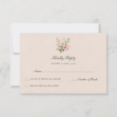 Elegant Blush Pink Roses Wedding RSVP Card  (正面)