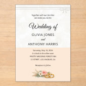 Elegant Blush Pink Rustic Floral Romantic Wedding  アクリル招待状 (正面)