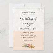 Elegant Blush Pink Rustic Floral Romantic Wedding  招待状 (正面)