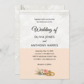 Elegant Blush Pink Rustic Floral Romantic Wedding  招待状 (正面/裏面)