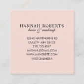 Elegant Blush Pink Script 3 Photo Hair Makeup スクエア名刺 (裏面)