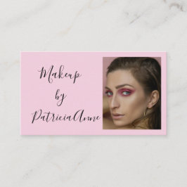 Elegant Blush Pink Script Logo Photo Makeup 名刺