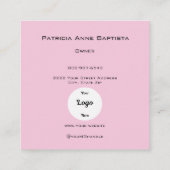 Elegant Blush Pink Script Photo Logo Makeup スクエア名刺 (裏面)