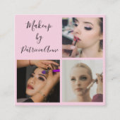 Elegant Blush Pink Script Photo Logo Makeup スクエア名刺 (正面)