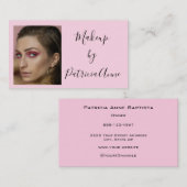 Elegant Blush Pink Script Photo Makeup Busine 名刺 (正面/裏面)
